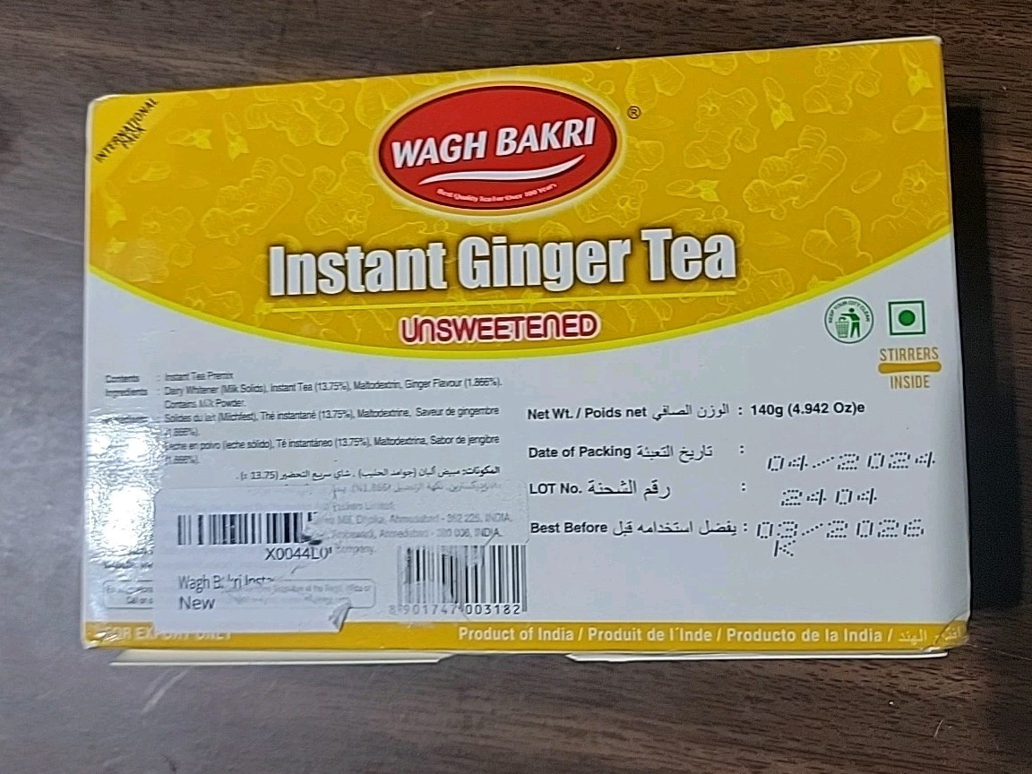 New Wagh Bakri Instant Ginger Tea Karak Chai 140 g | Unsweetened Free Shipping
