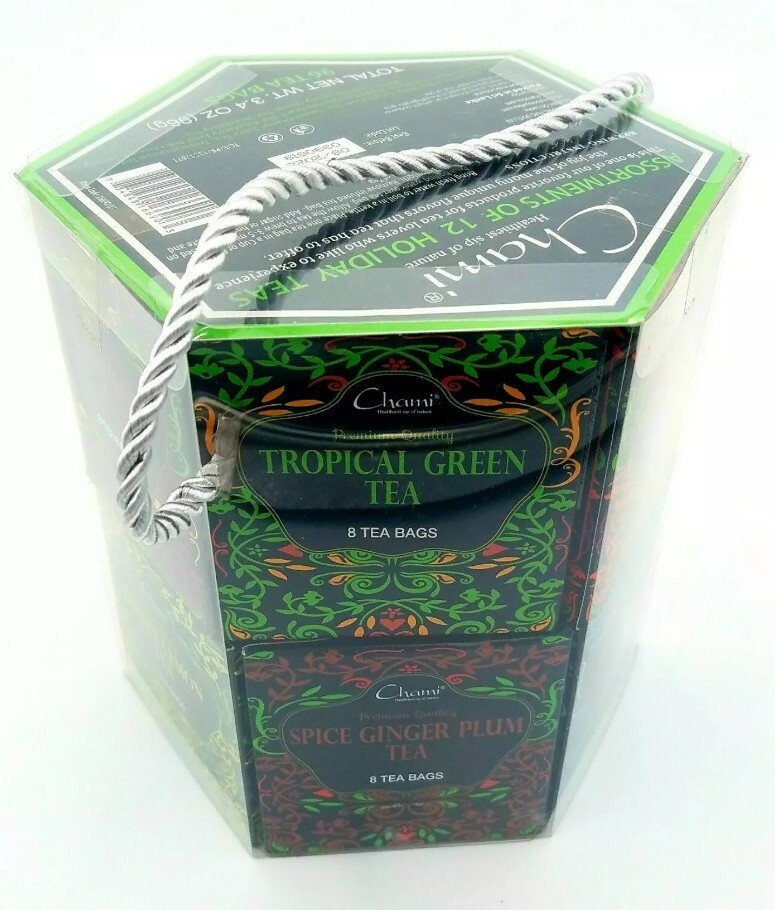 Chami 12 Flavor 96 Tea Bags Sachets Assortment of Winter Holiday Tea Gift Set