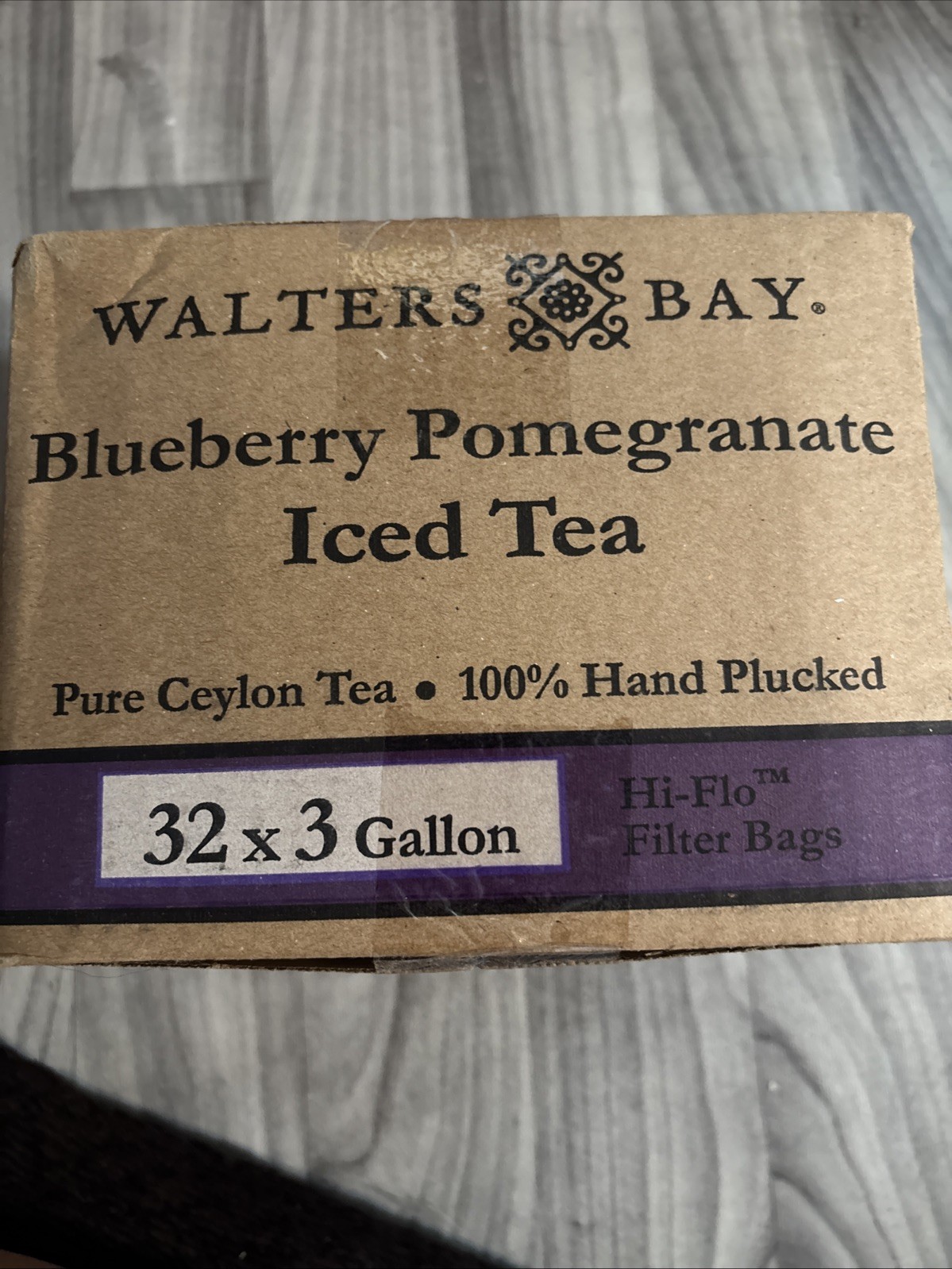 Walter’s Bay Blueberry Pomegranate Ice tea. 32×3 Gallon Hi-Flo Filter Bags