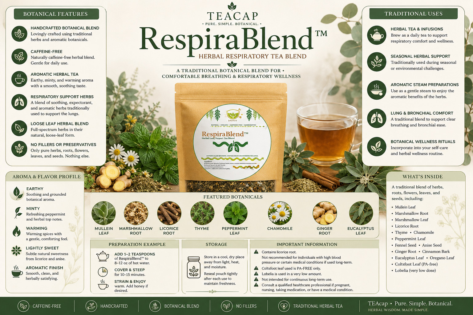 Herbal Lung Loose Tea – Mucus Cleanse Respiratory & Breathing Support 1/3.5 oz