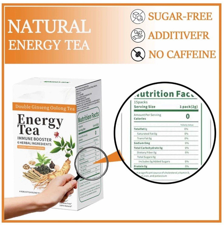 Energy Tea Immune Booster Ginseng Tea – Ginseng Oolong Tea with Sports Bottle