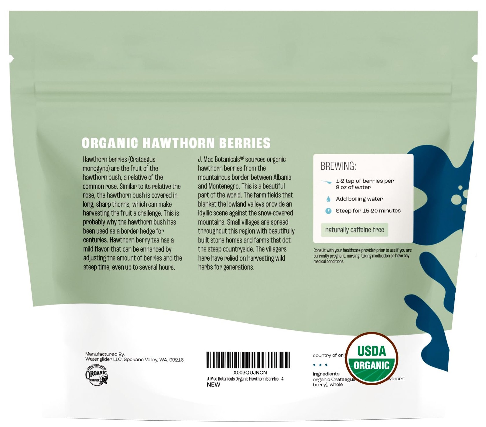 J Mac Botanicals, Organic Dried Hawthorn Berries Whole 4 oz Hawthorn berry fr…