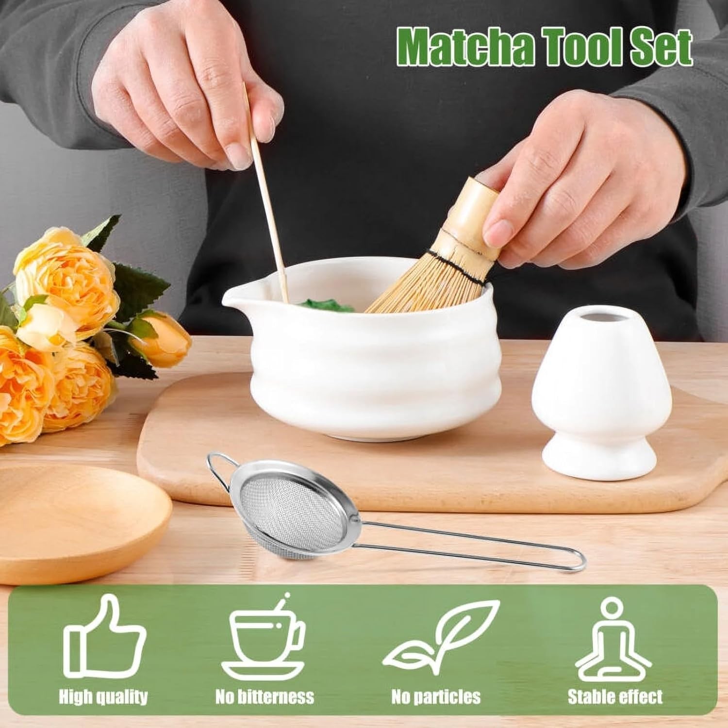 7Pcs Matcha Whisk Set for Tea Lovers – Ceramic Matcha Tea Set with Bamboo Whisk