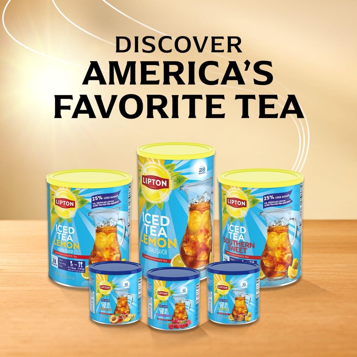 Zero Sugar Iced Tea Mix Lemon Flavor Black Iced Tea, Makes 10 Quarts (Pack of 6)