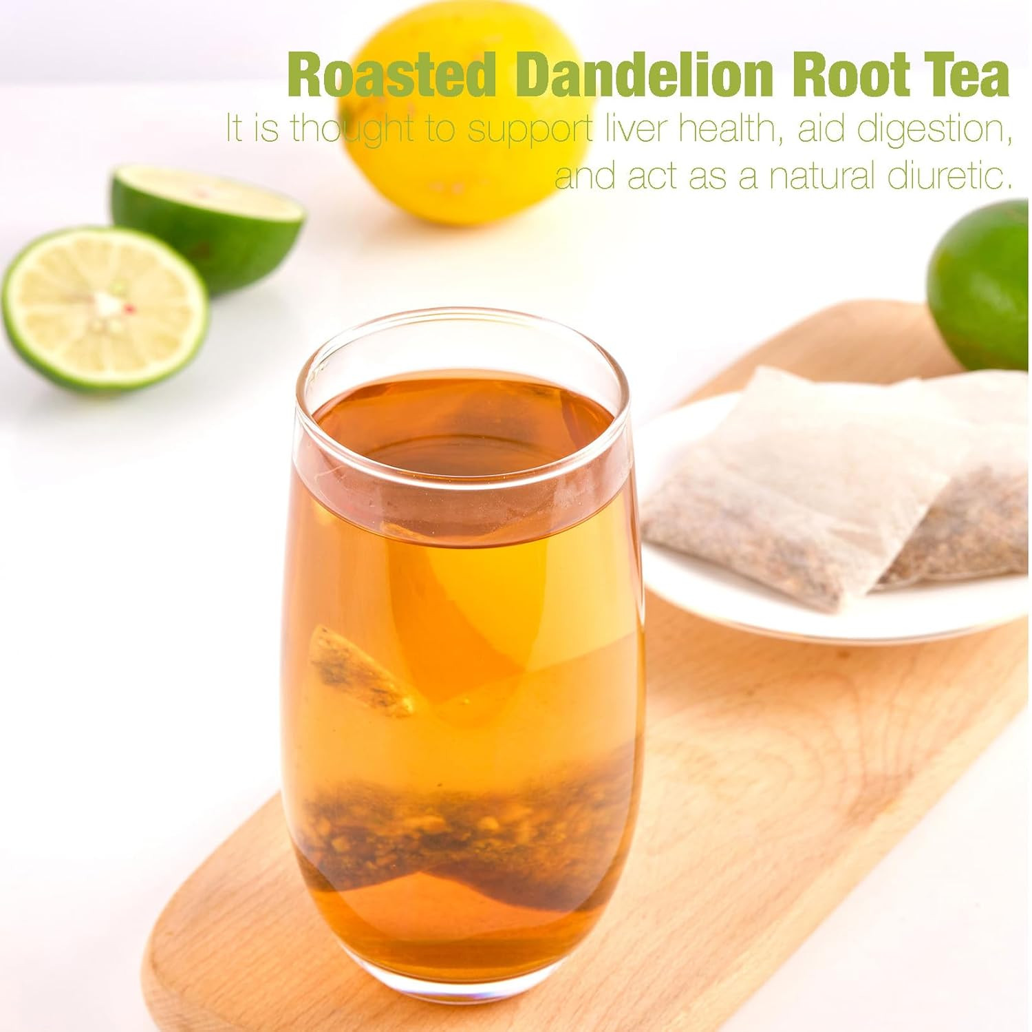 50 Bags Roasted Dandelion Root Tea Bags, 2.5/Bags, Natural Dried Dandelion Root,