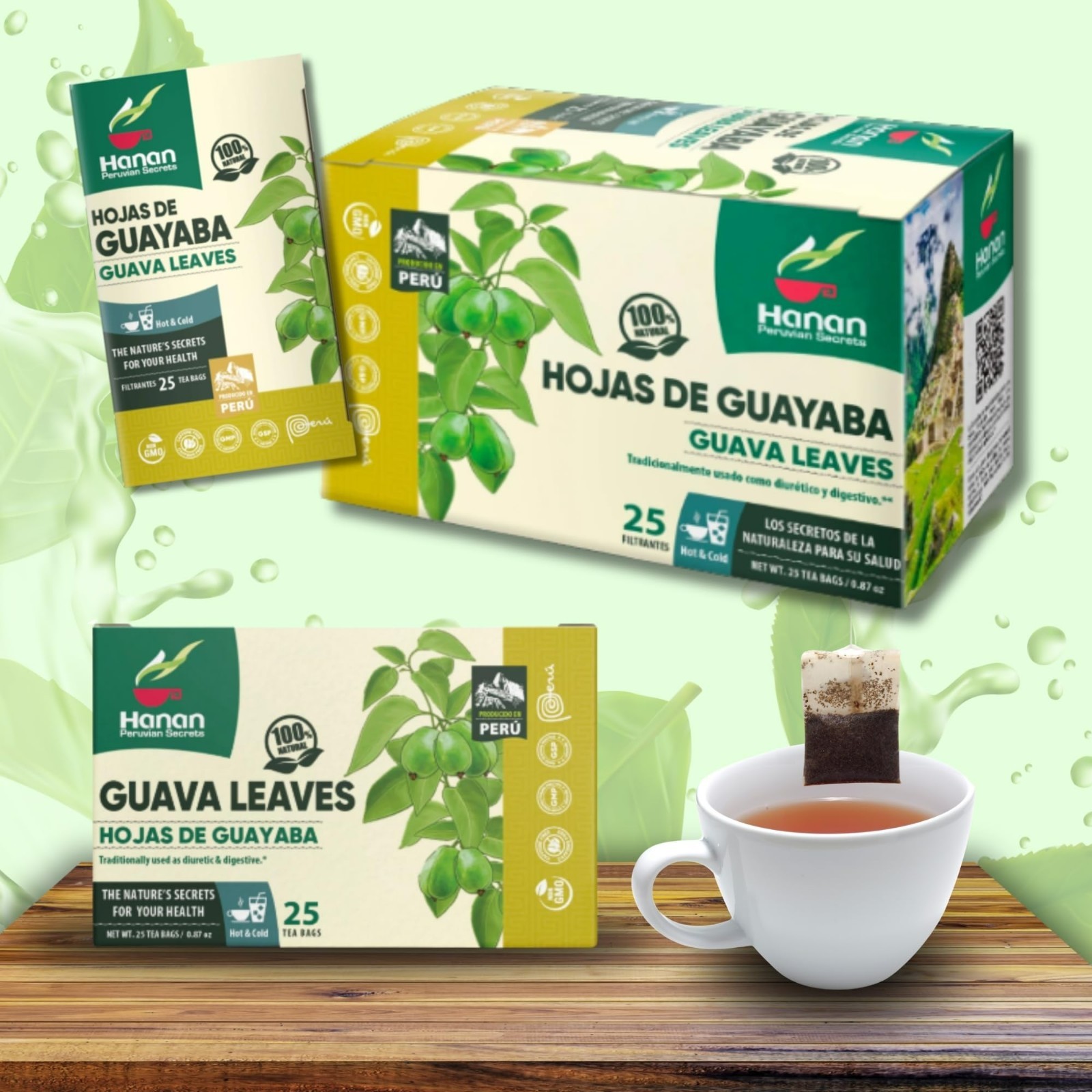 Hanan Peruvian Secrets Hojas De Guayaba Herbal Tea | 100% Natural Guava Leaves