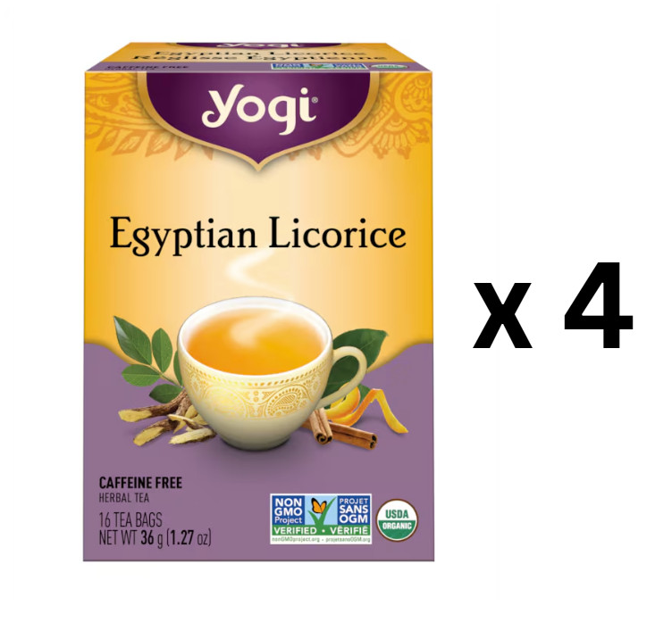 Yogi Tea – Egyptian Licorice Herbal Tea – 16 Bags – Pack of 4