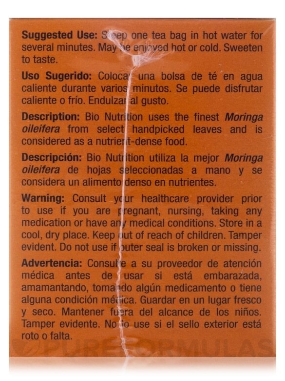 Bio Nutrition Moringa Tea (Moringa Oleifera) Herbal Supplement Caffeine Free