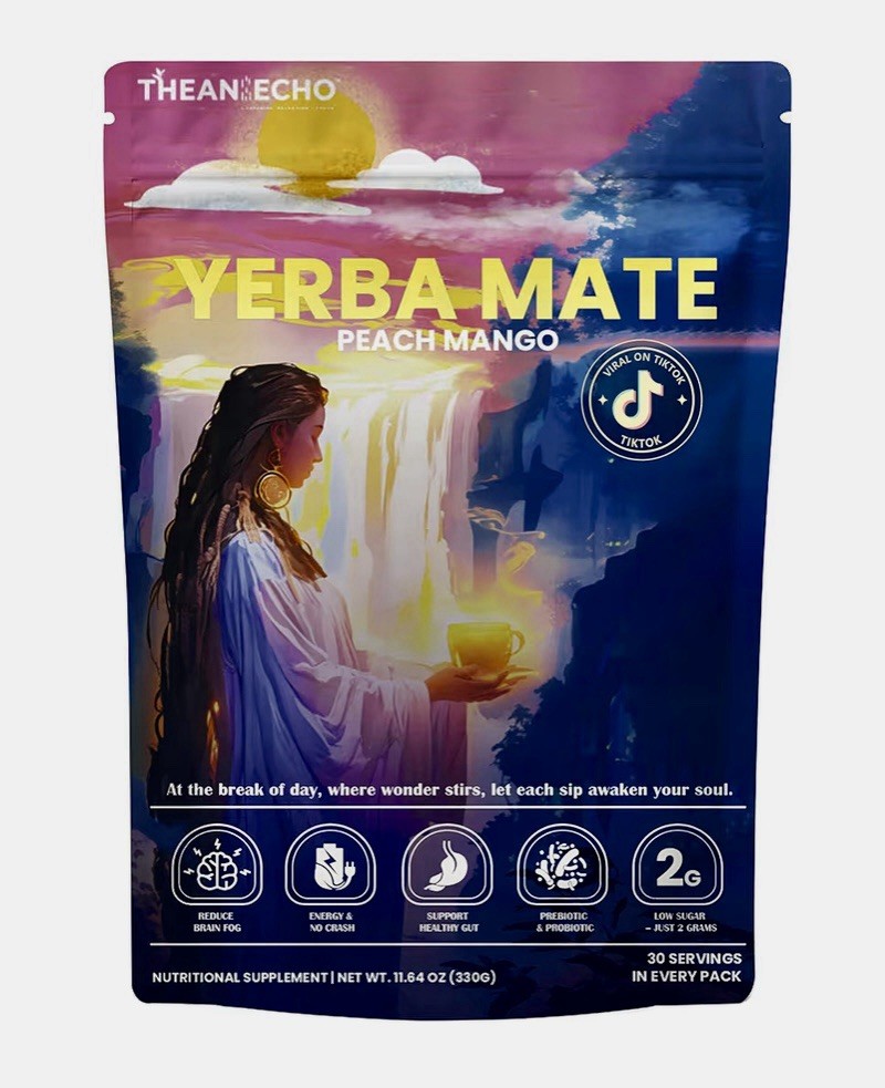 4x THEAN ECHO Yerba Magic Peach Mango 11.64oz 30 Serv Instant Tea, BB: 05/2027