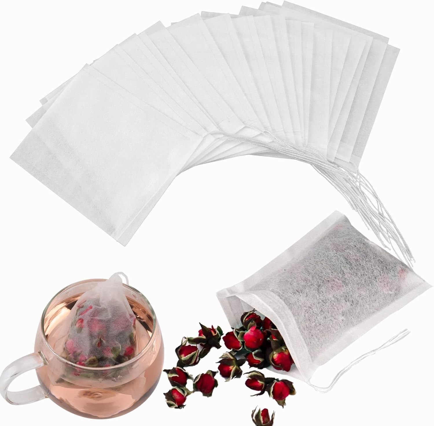 100Pcs Tea Bags for Loose Leaf Tea,3.15 x 3.94 inches Empty Tea Bags,Disposab…