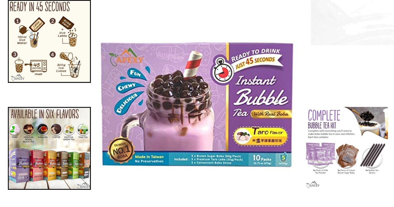 Complete DIY Bubble Tea Kit – Taro Flavor, Ready in 45 Seconds, Fun for All!