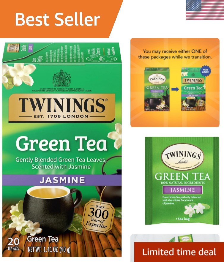 Green Tea with Jasmine – 20 Individually Wrapped Bags for Relaxation