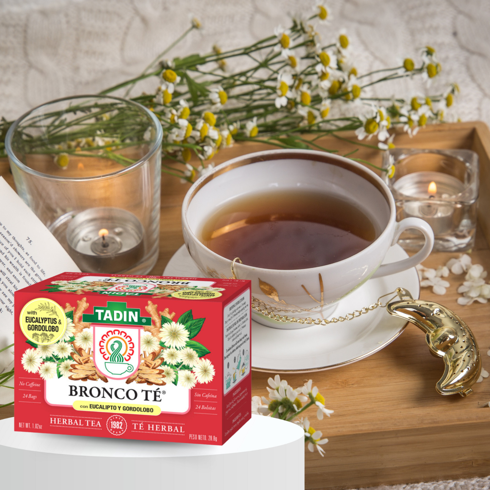 Tadin Bronco Tea, 24 Bags 1.02 fl oz, with Eucalyptus & Gordolobo