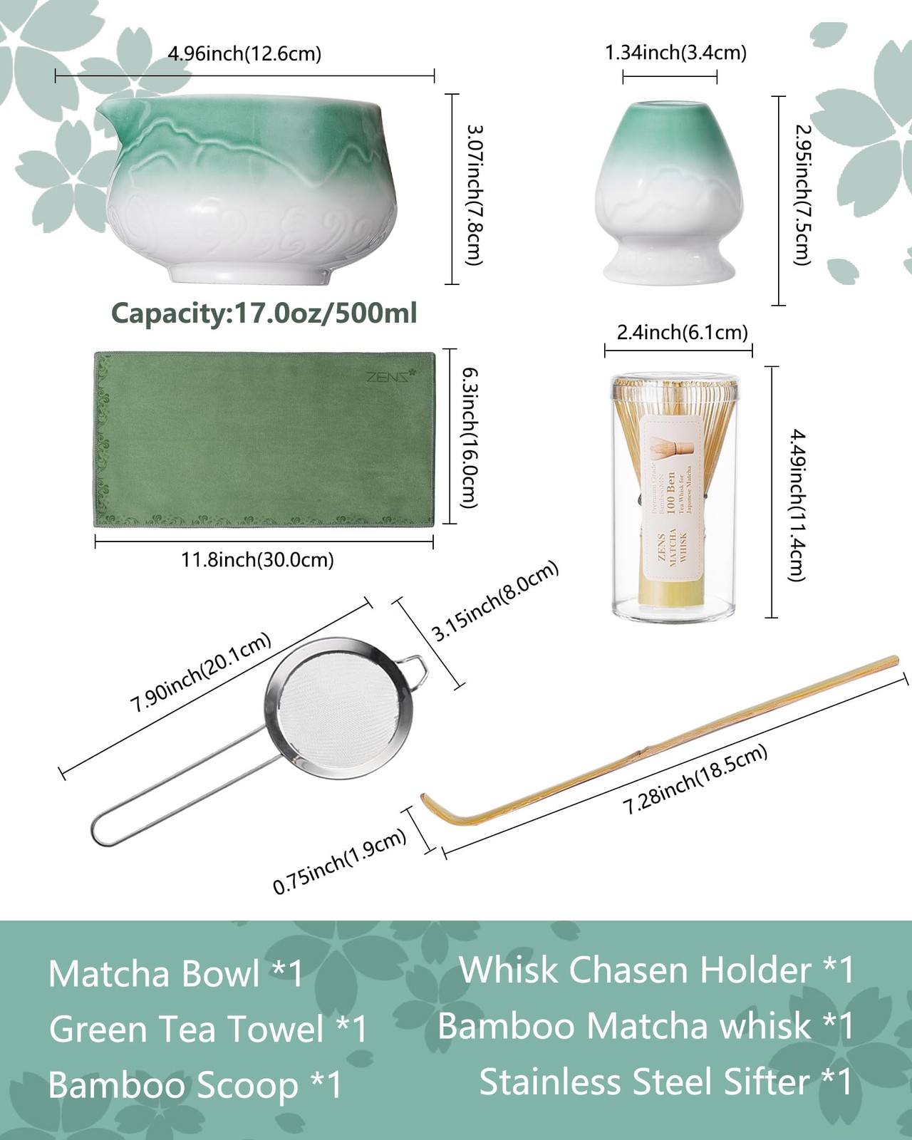 Matcha Whisk Set, 6Pcs Matcha Set Includes Ceramic Bowl, Bamboo Whisk and Cha…