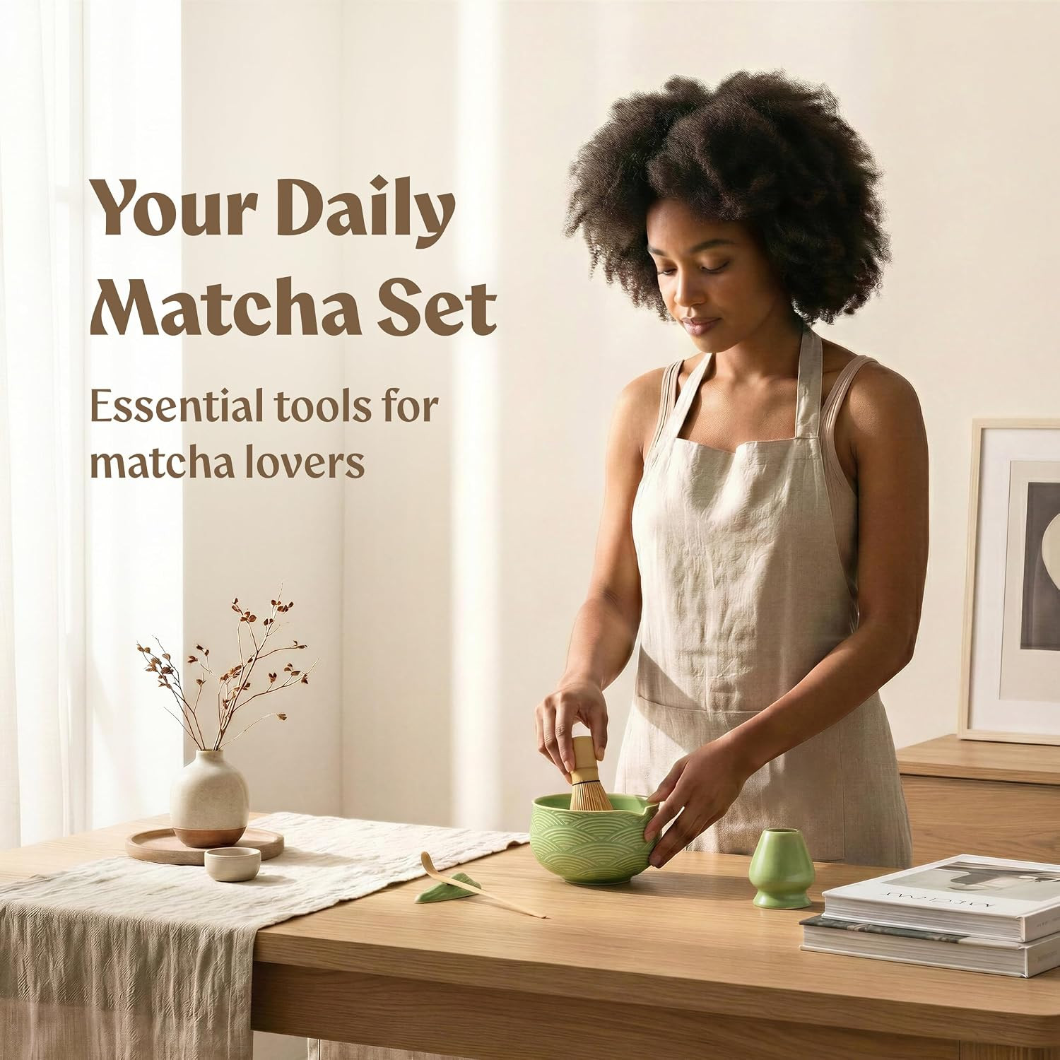 Matcha Kit Whisk Set (7 Pcs) – Complete Matcha Set, Matcha Bowl with Spout, Whis