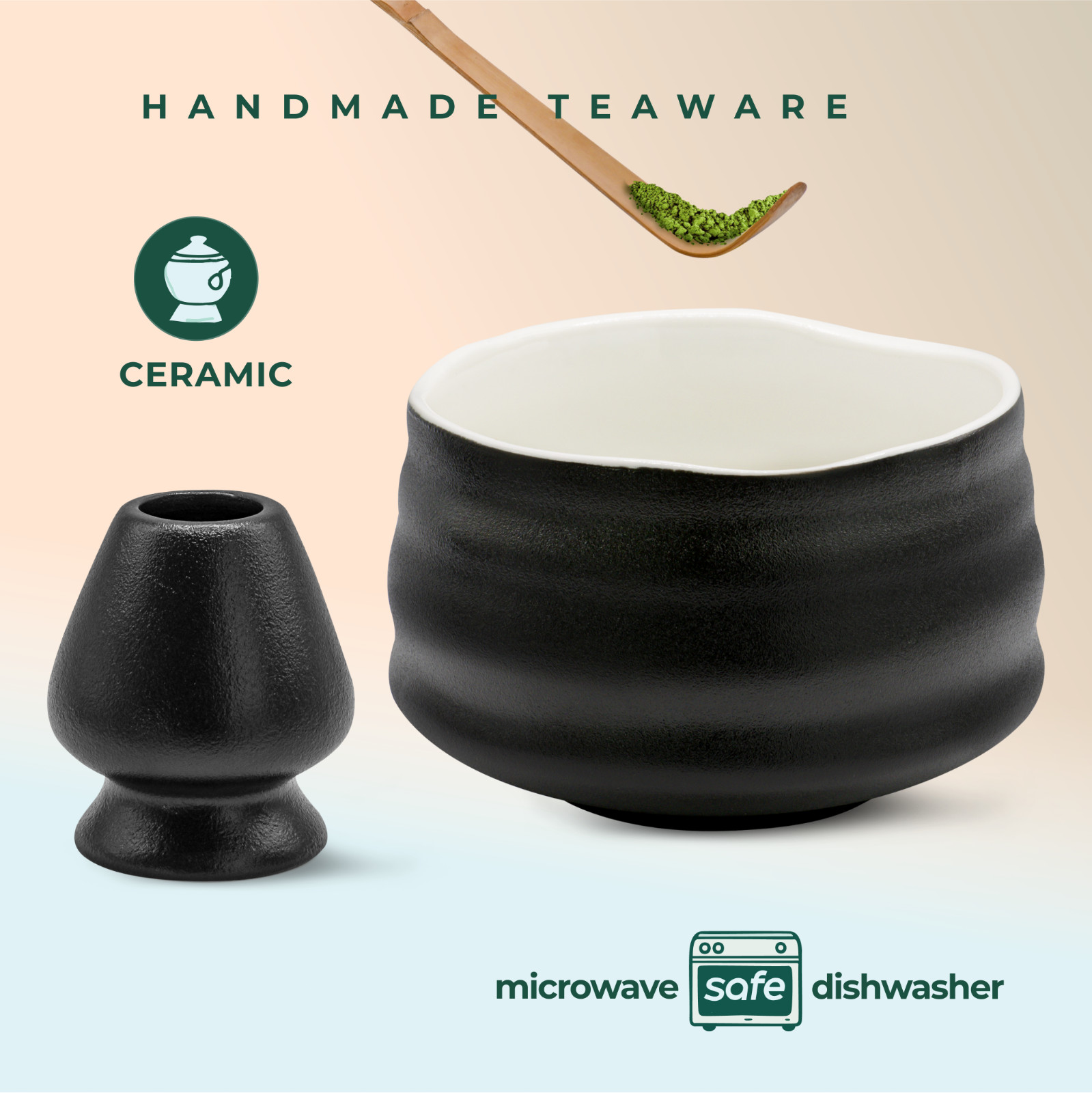 Complete Matcha Starter Set: Bowl, Holder, Whisk, Scoop, Sifter, Tea Cloth