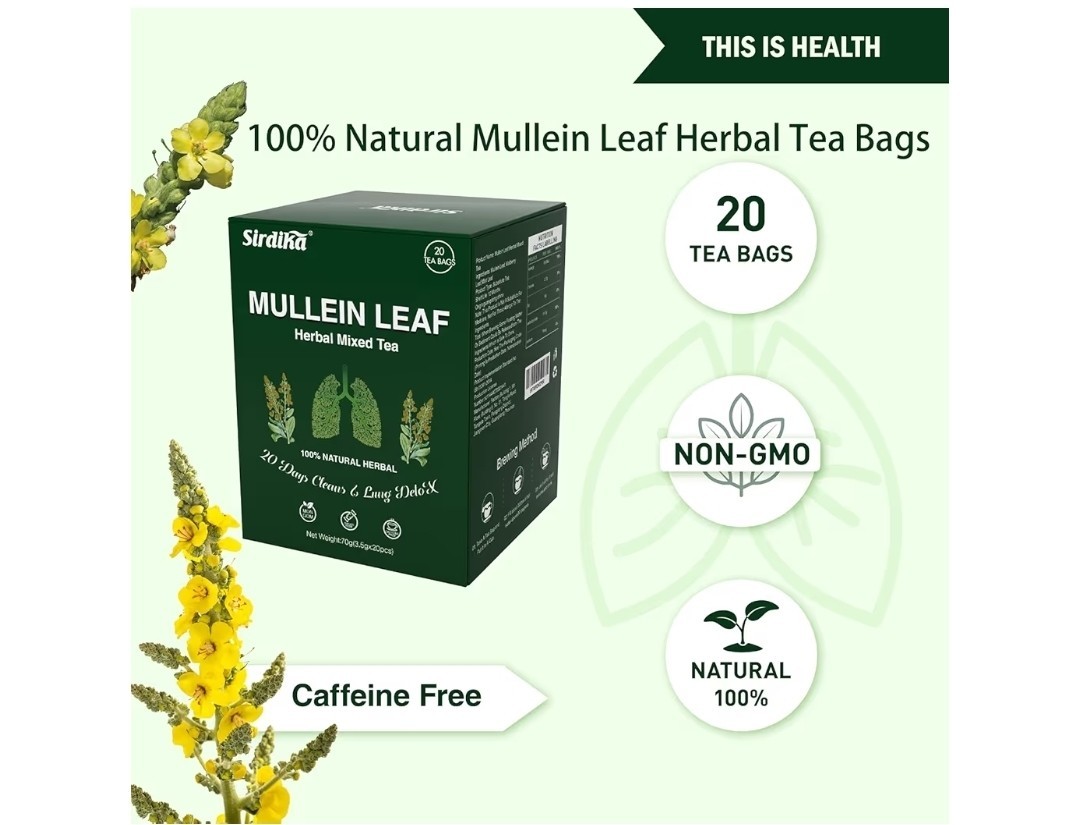 Sirdika Mullein Leaf Herbal Mixed Mint Tea Bags 20 Ct Caffeine Free Non-GMO