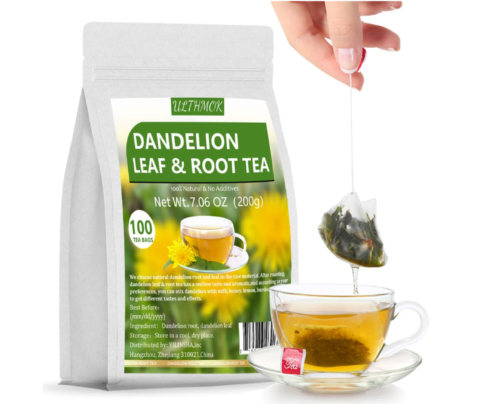 Dandelion Root & Leaf Tea 100 Bags, 7.06oz, Liver Detox, Natural, No Additives