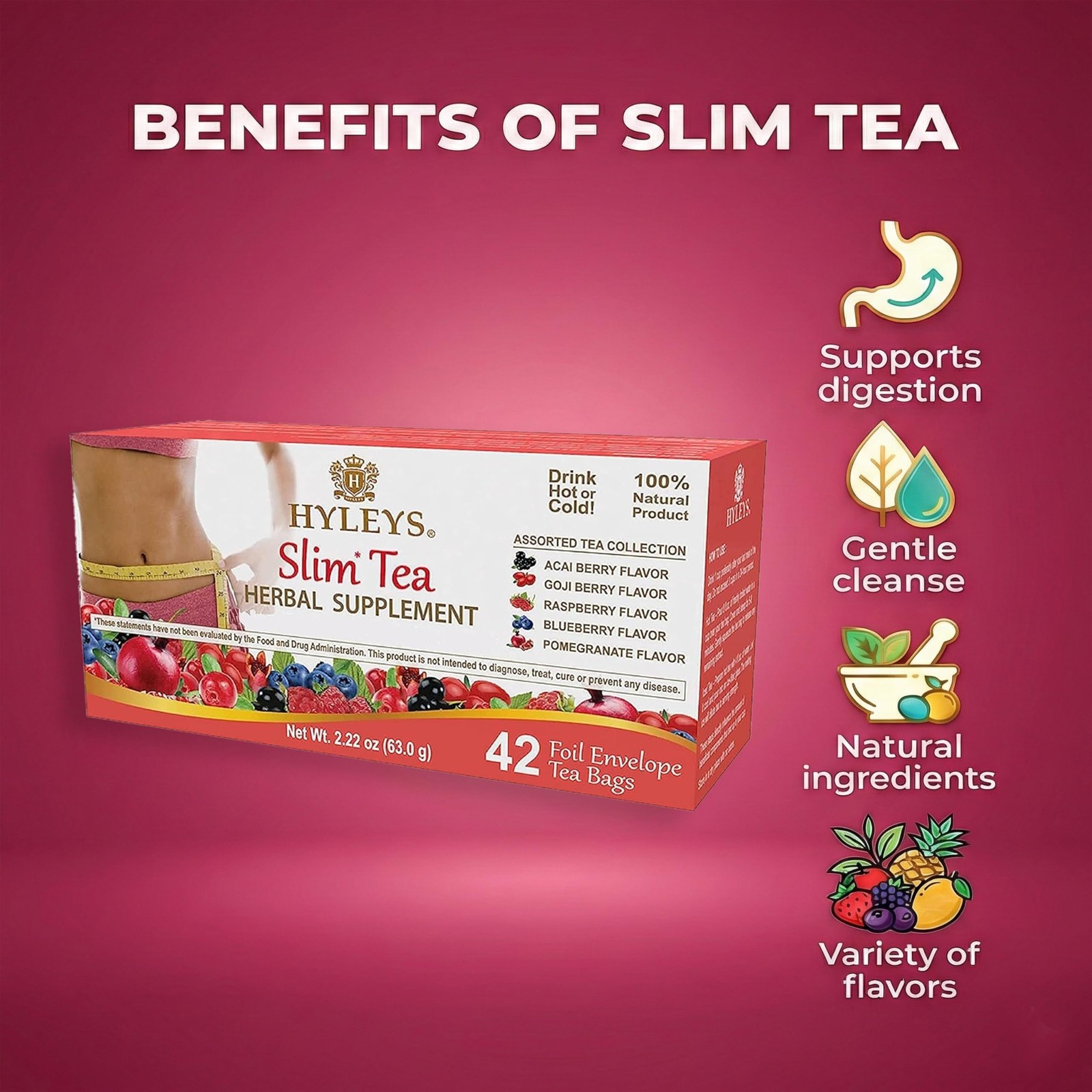 Hyleys Slim Tea 42 Ct Assorted – Weight Loss Herbal 42 Count (Pack of 1)