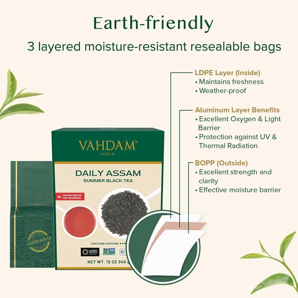 Assam Black Tea Leaves 340g/12oz 170+ Servings | High Caffeine, Non GMO, Glut…