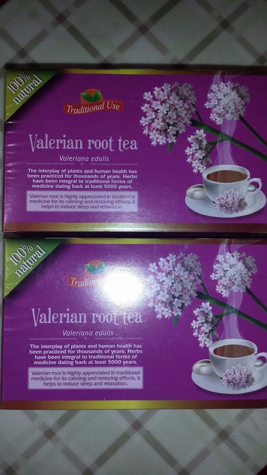 2 pack of Therbal Valerian Root Tea 25 wrapped bags each 07/2024 New and Fresh