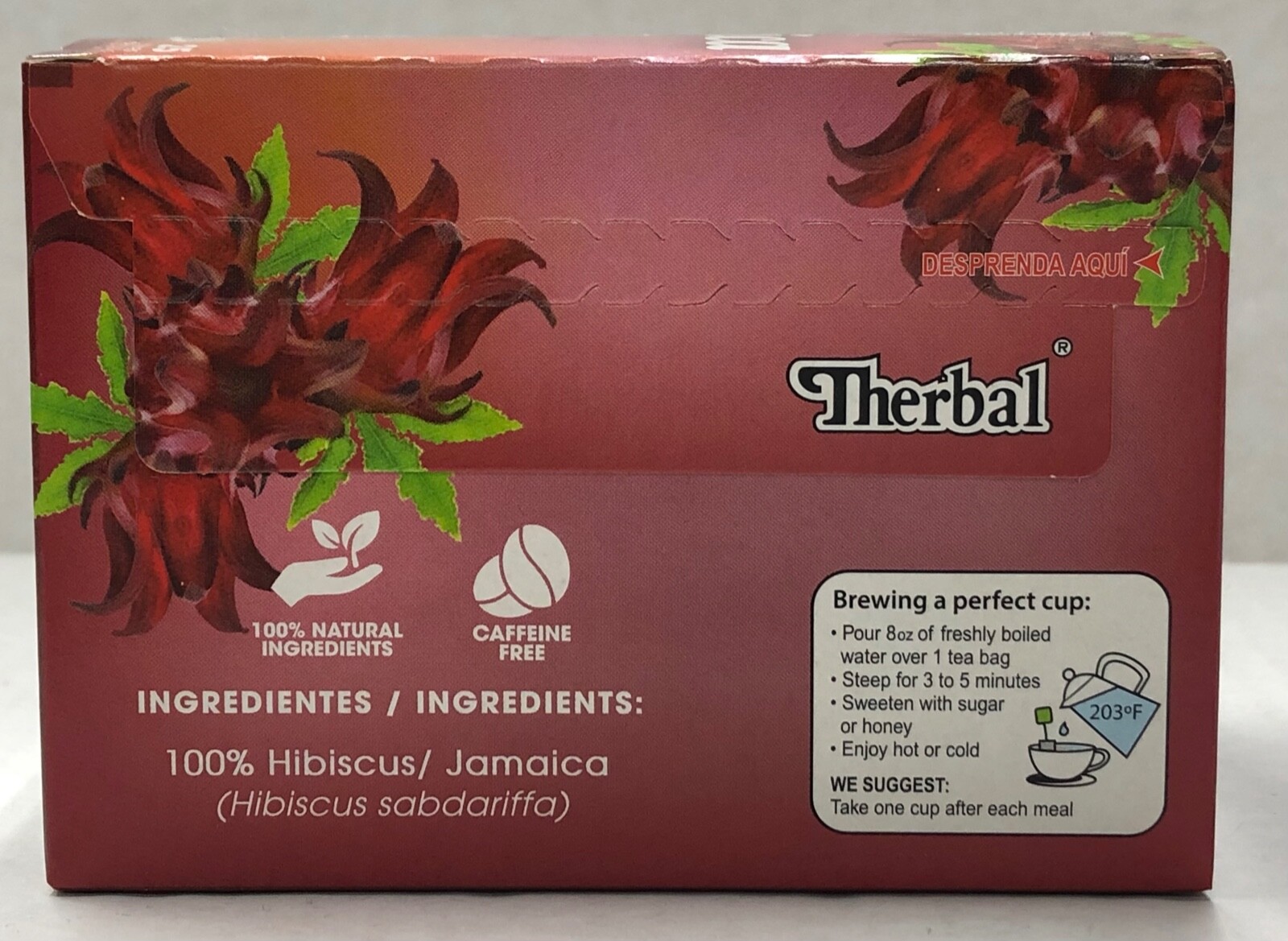 Therbal Te de Jamaica Tea Hibiscus Infusion Herbs 25 bags