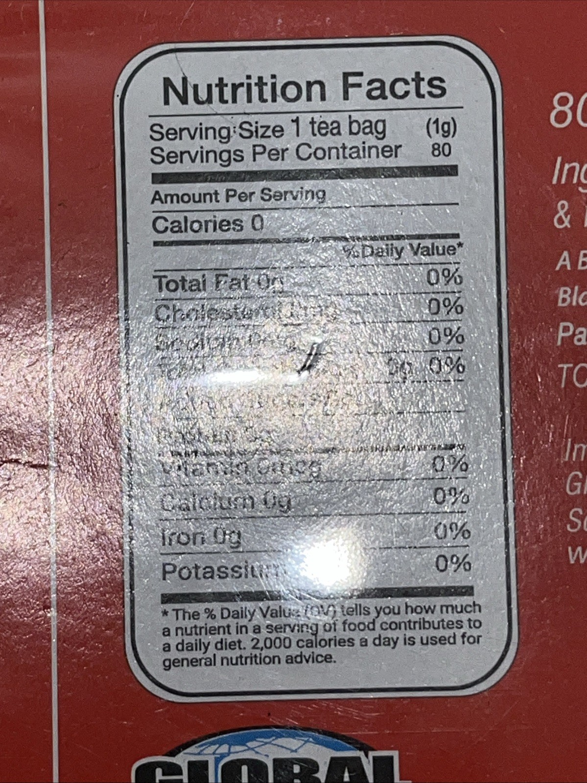 Global Brands Orange Pekoe & Pekoe Cut Black Tea 80 Bags W String Premium Taste