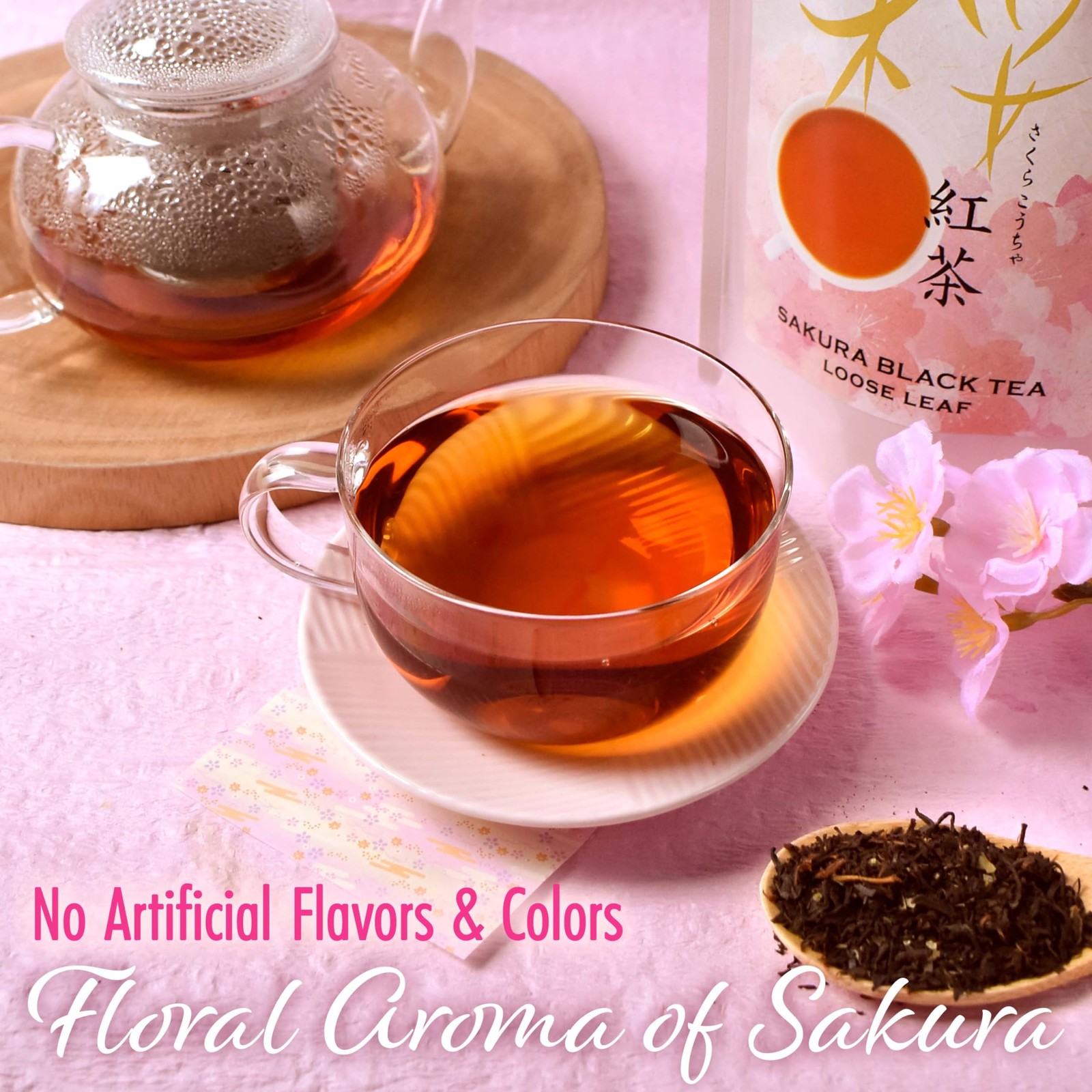 YAMASAN KYOTO UJI Japanese Sakura Black Tea Loose Leaf, Cherry Blossom Black …