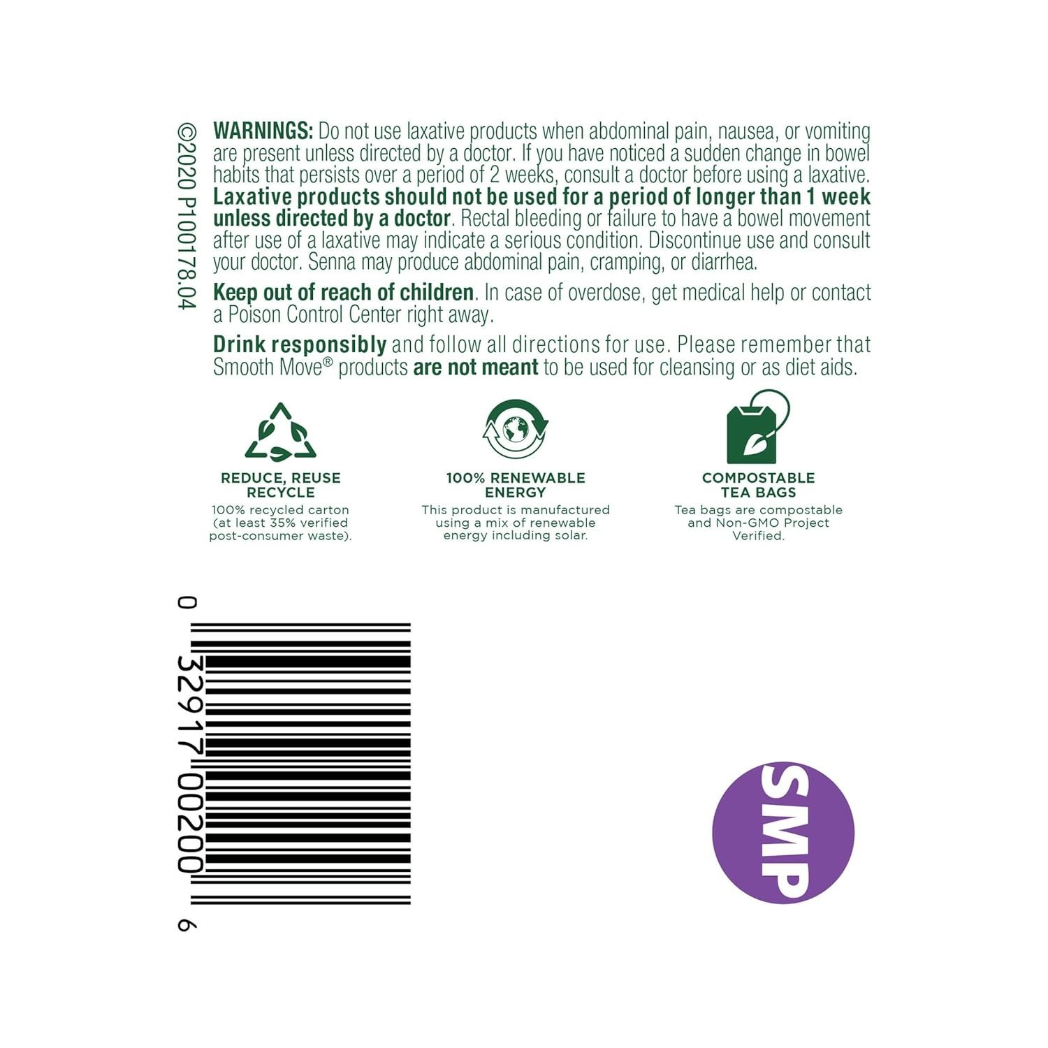 Traditional Medicinals Tea, Organic Smooth Move Peppermint, Senna, 16 Tea Bags..