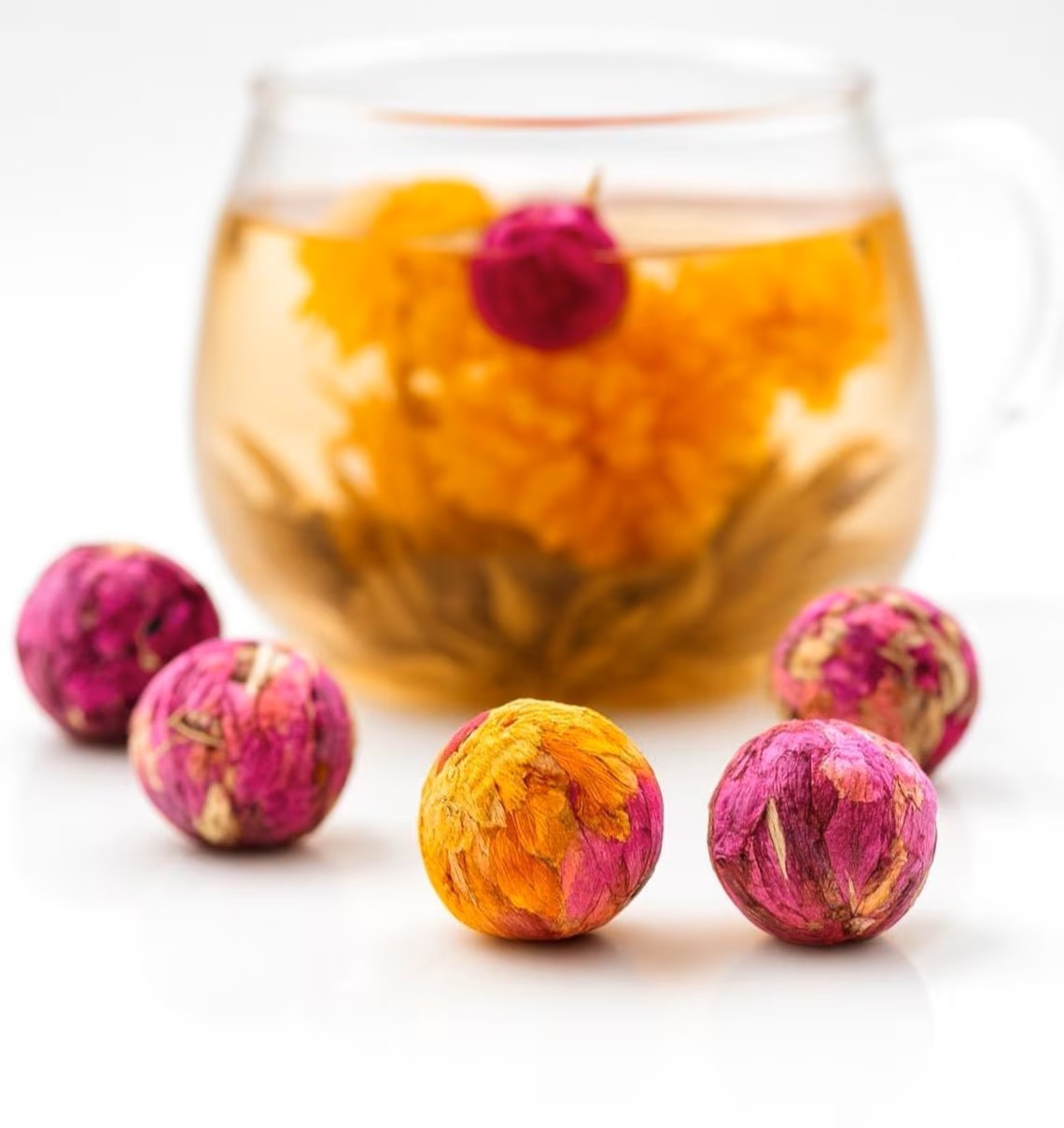 Queen Tee’s Premium Organic Dried Rose Blooming Tea Ball – Natural Herbal Health