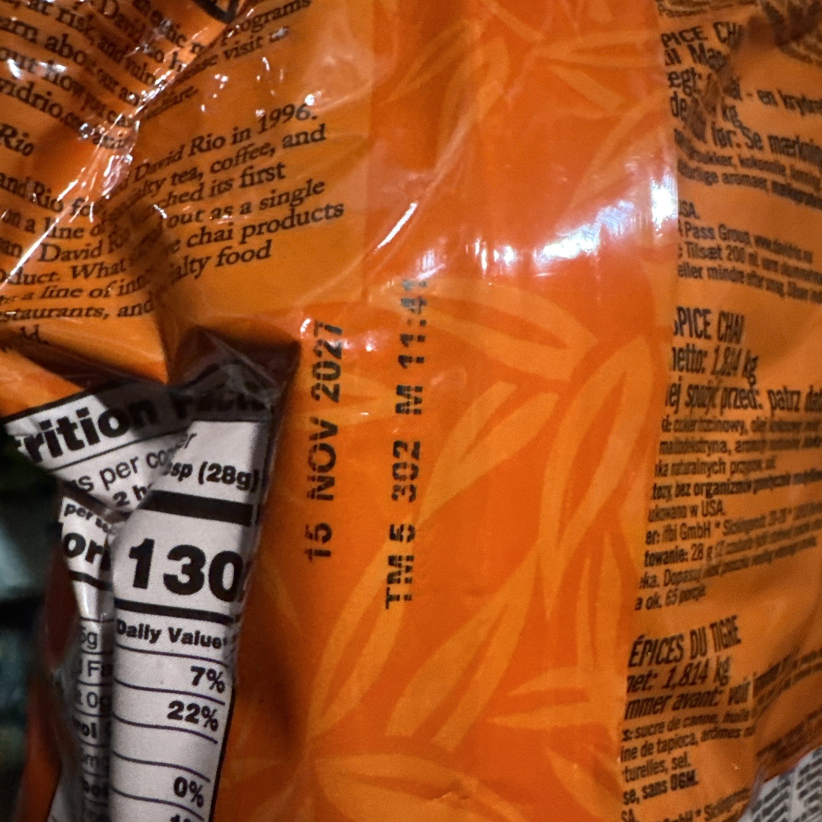 David Rio Tiger Spice Chai, Bulk, 4lb. Bag, New.