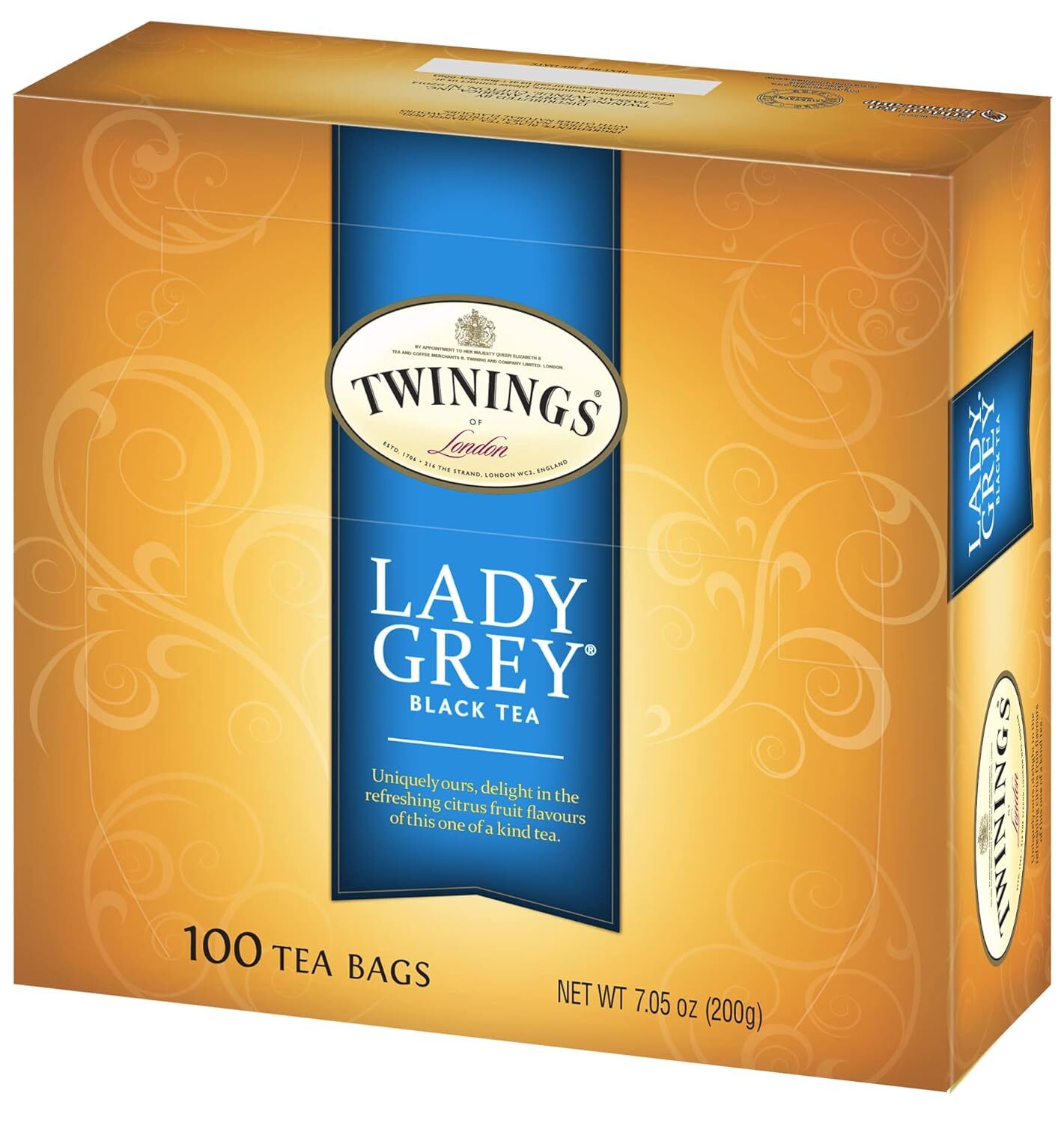 Twinings Lady Grey Black Tea 100 Individually Wrapped Tea Bags Fresh Citrus F…