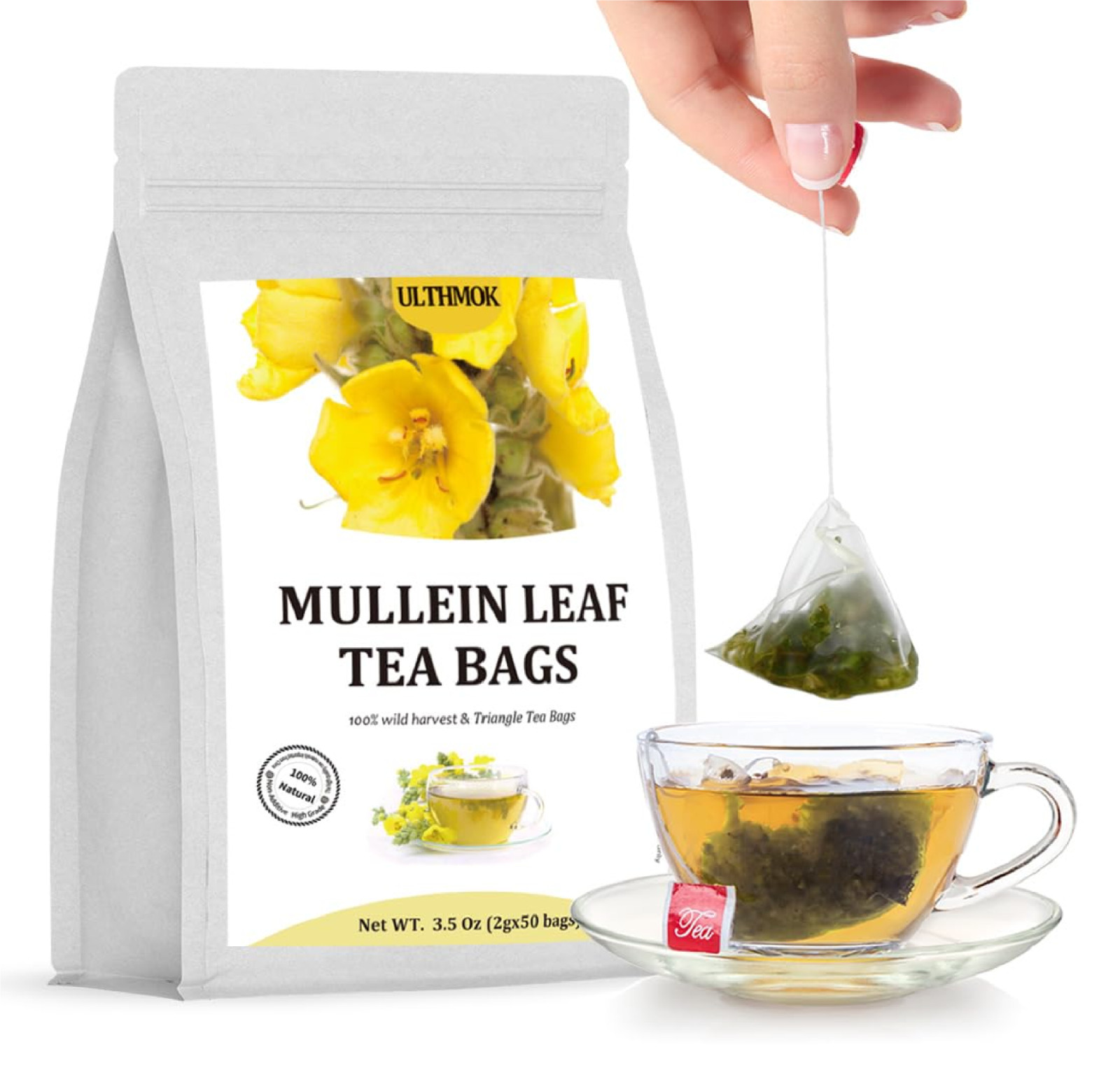 Premium 50 Mullein Leaf Tea Bags. Made with 100% Pure Mullein Leaves for Lung…