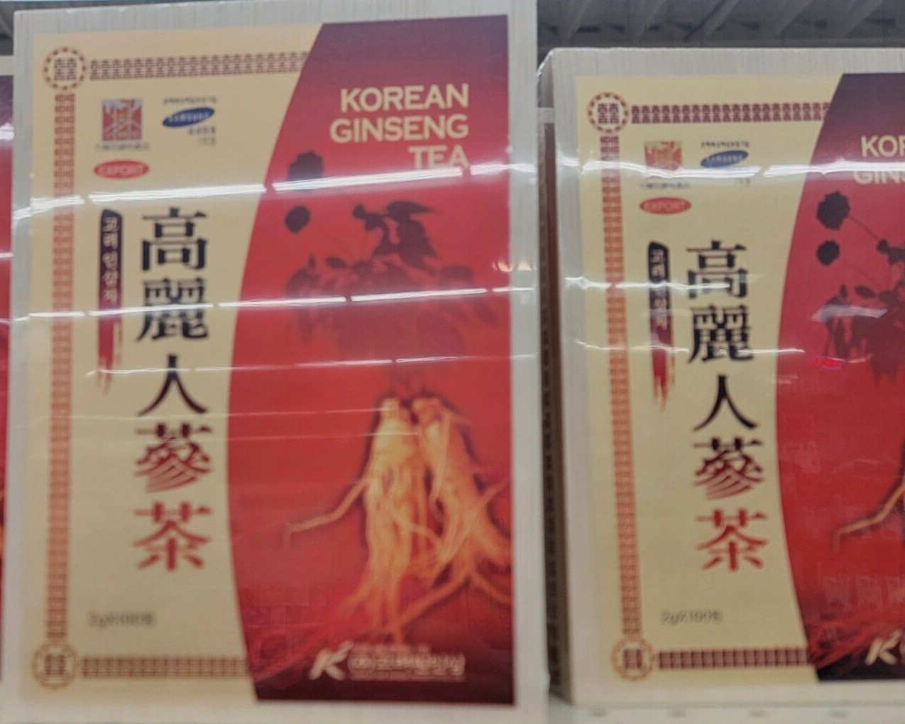 Korean Ginseng Tea Sealed in Wooden Case, Authentic 100 Tea Bags, Exportation ko