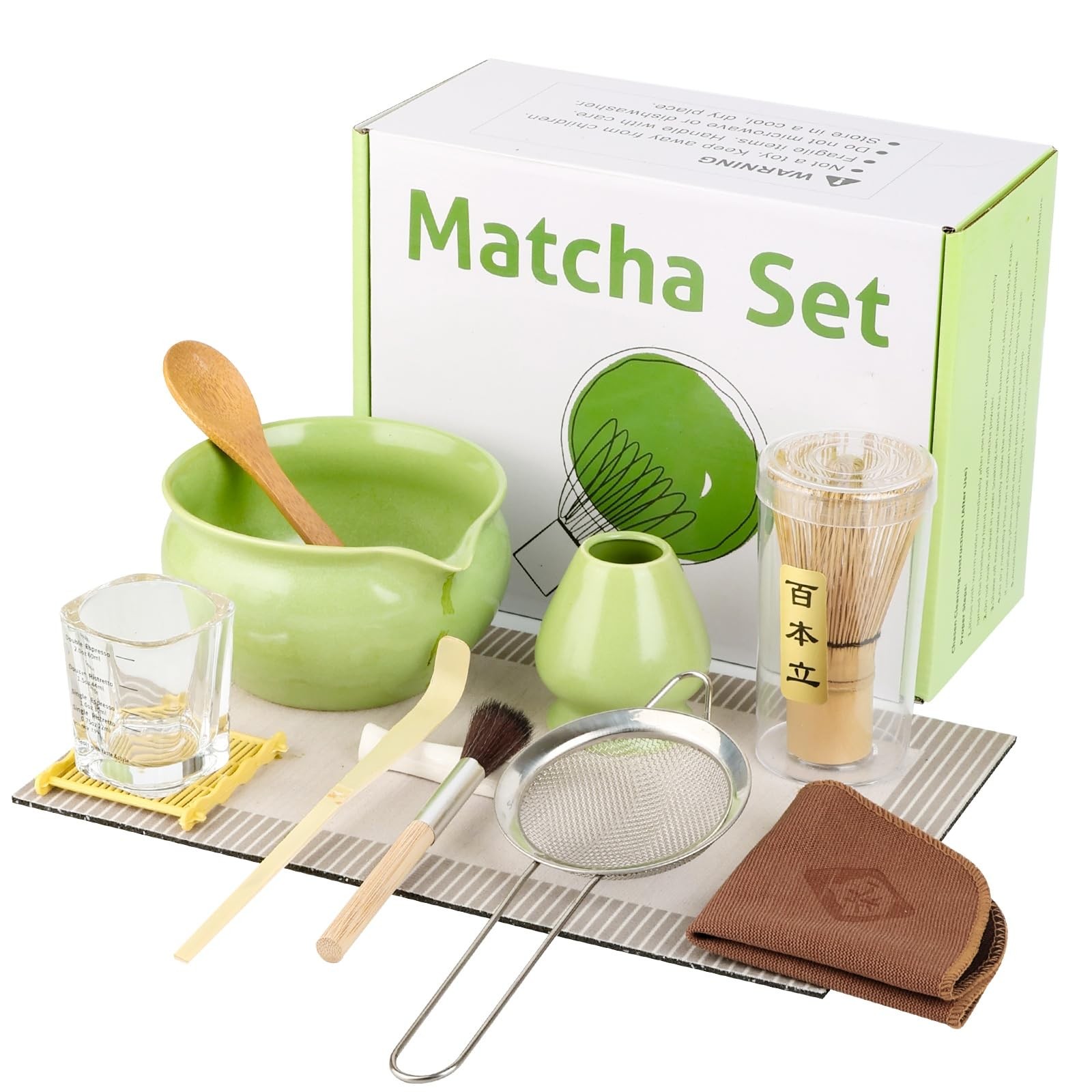 Matcha Whisk Set 12 Pcs – Includes 500ml Ceramic Bowl, Bamboo Tools – Perfect