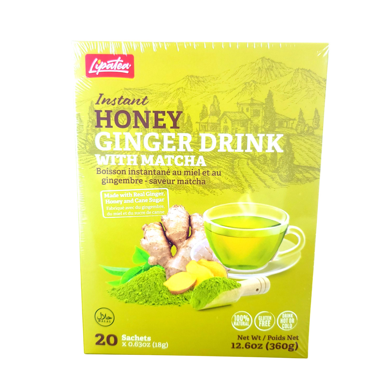 Instant Honey Ginger Drink With Matcha By Lipatea 20x Sachets (18g x 20) Net Wt