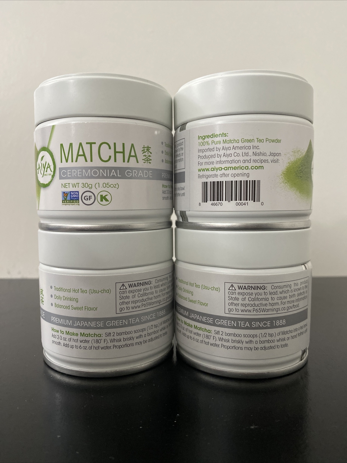 Aiya America Matcha Ceremonial Grade- 4 Cans of 30g (1.5oz)!