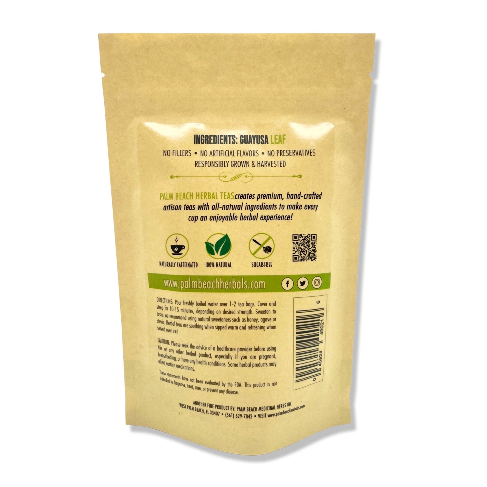 Guayusa Tea by Palm Beach Herbals | 30ct, Naturally Caffeinated