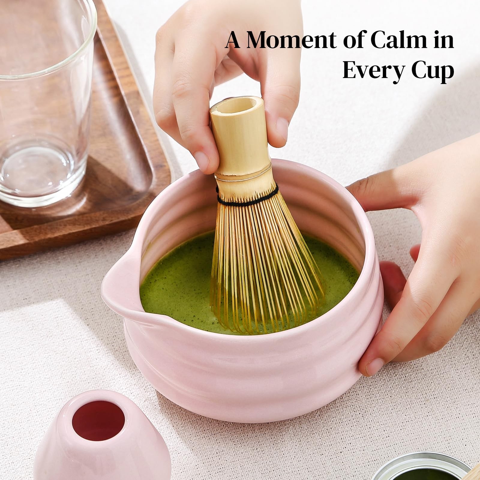 Matcha Whisk Set, 7 Pcs Matcha Set Includes Bowl with Spout, Whisk and Holder…