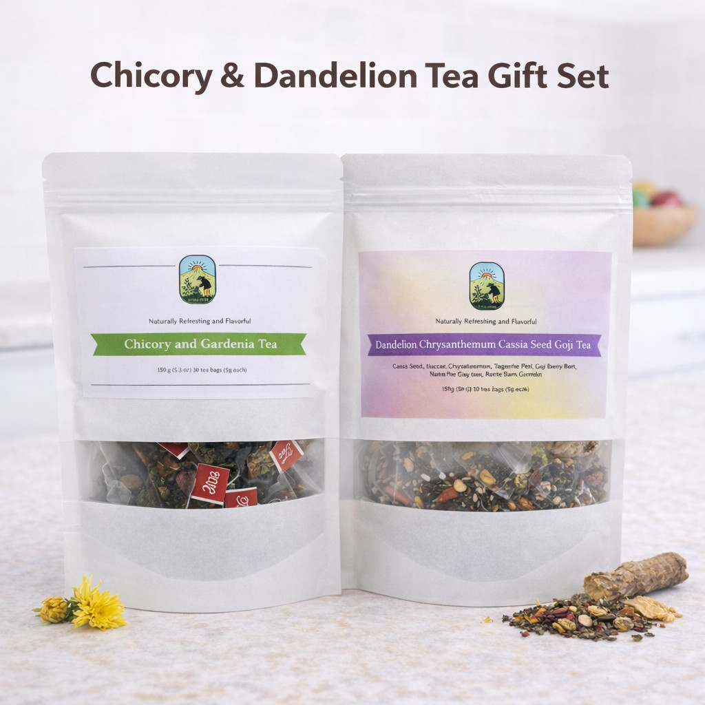 Chicory Dandelion Herbal Tea Gift Set 2 Pack 150g & 120g Natural Botanical Blend