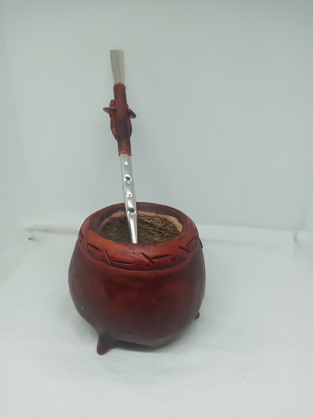 Argentina Unique Hand Made Wooden Yerba Mate Cup & Bombilla W Nature Design.