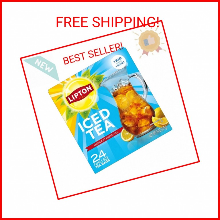 Lipton Unsweetened Iced Tea Bags, Family Size Zero Calories, 24 Total Tea Bags