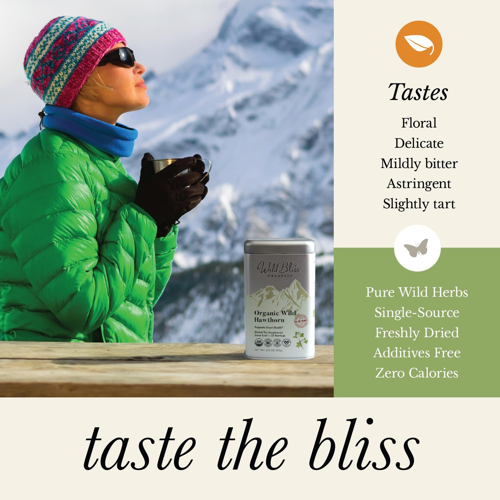Wild Bliss Organic Hawthorn Loose Leaf and Flower Tea – Caffeine Free Heart H…