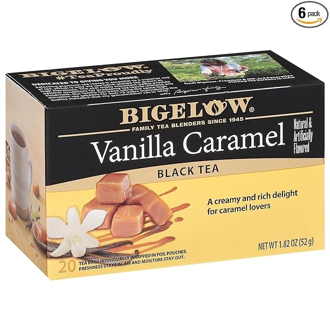Bigelow Vanilla Caramel Black Tea Bags, 20 Count Box (Pack of 6) Caffeinated