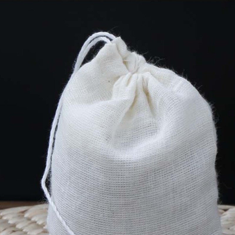 50pcs 10x15cm Cotton Tea Bags Gauze Filter Bags Drawstring Tea Bags Marinade Bag