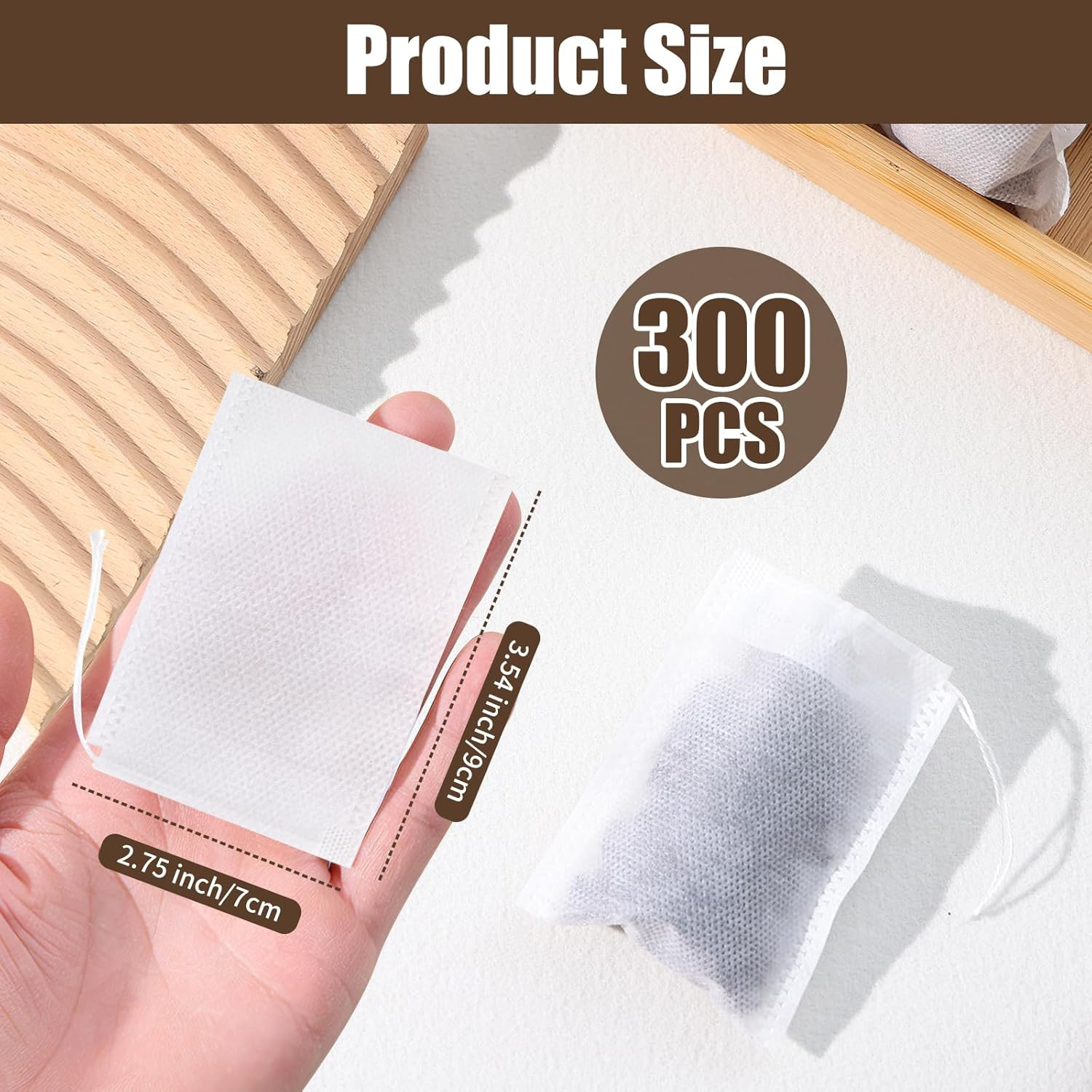 300 PCS Disposable Tea Bags for Loose Leaf Tea, Empty Tea Filter Bags with Draws