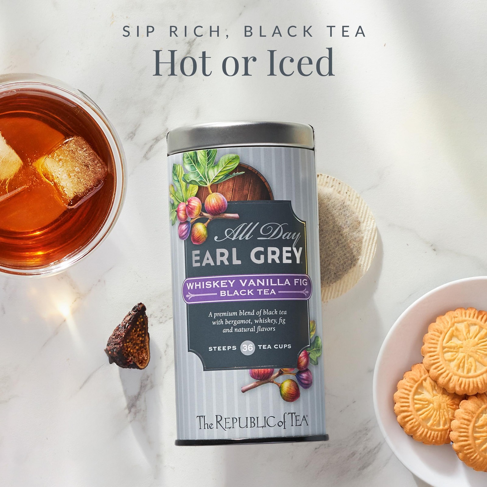 All Day Earl Grey Whiskey Vanilla Fig Black Tea Naturally Caffeinated 36 Bags