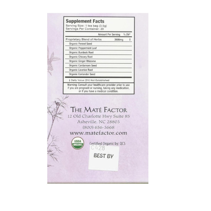 Mate Factor Functional Herbal Blends Herbal Tea Digestive Tea with Prebiotic4PK