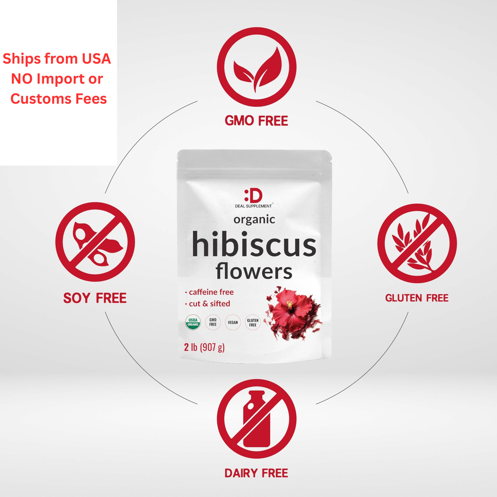 Dried Organic Hibiscus Flowers, 2 Pounds – Cut & Sifted 2 (Pack of 1)