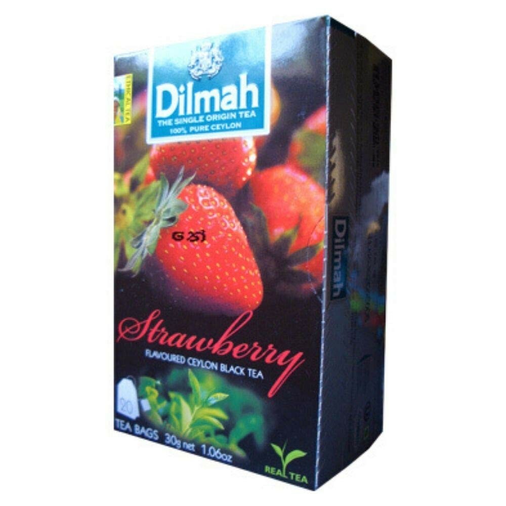Dilmah Strawberry Flavored Ceylon Black Tea – 20 Tea Bags X 6 Packs